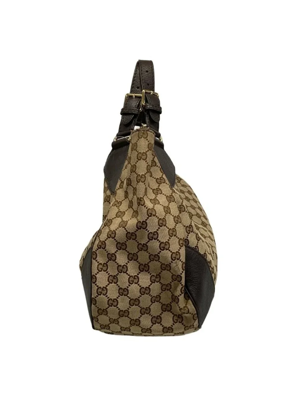 Gucci Tote Bag GG Pattern Charlotte Beige Dark Brown Leather